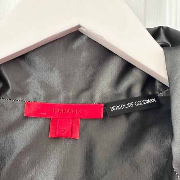 Shamask Bergdorf Goodman Silk Black Velvet Swirl Evening Boxy Blazer Coat 2 - Picture 5 of 12